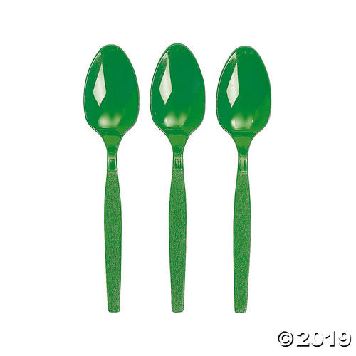 Bulk Kelly Green Plastic Spoons - 50 Ct. —